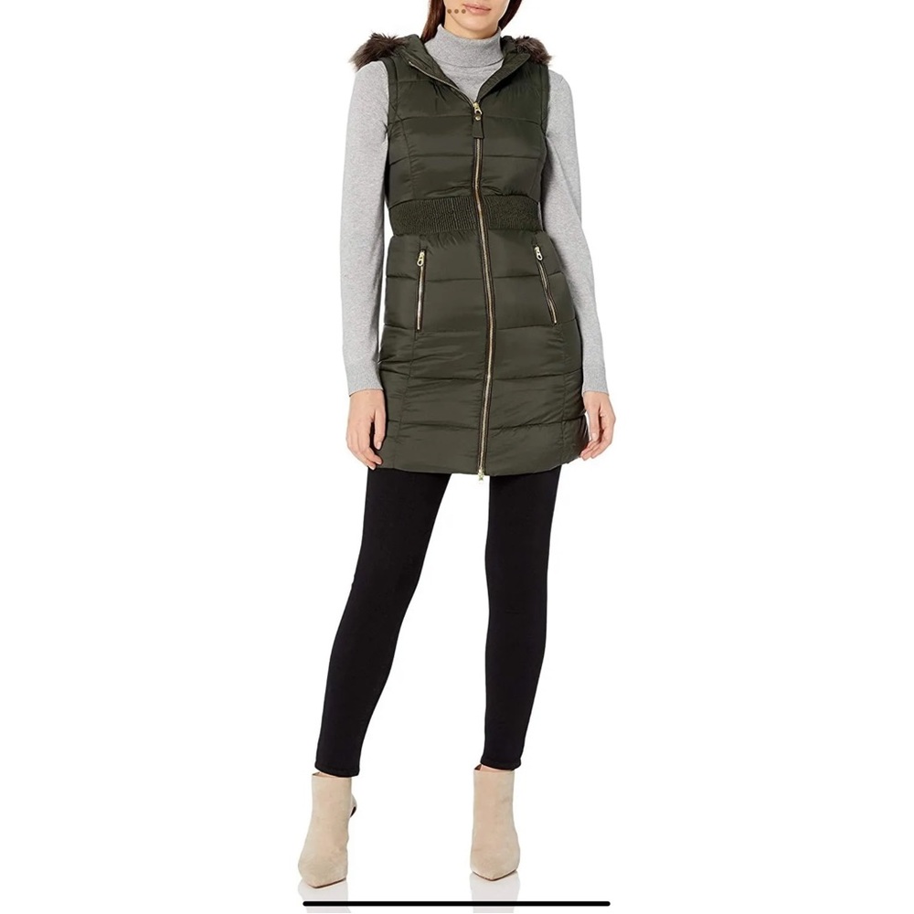 Joules Avebury Hooded Winter Vest with Faux Fur Hood XL